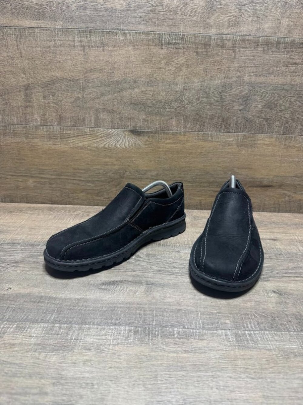 Clarks Vanek Step Black Leather Slip On Loafers Men's Size 9